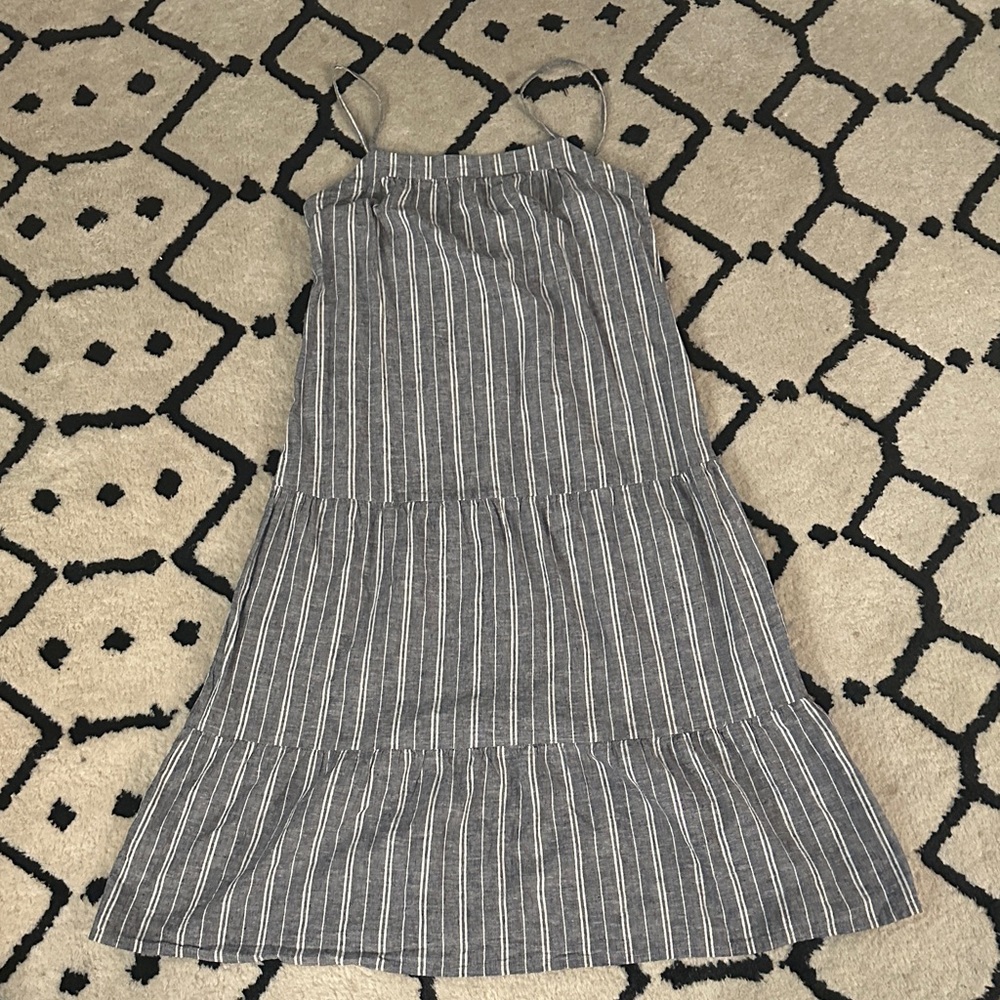 Roxy Gray and White Striped A-Line Skirt